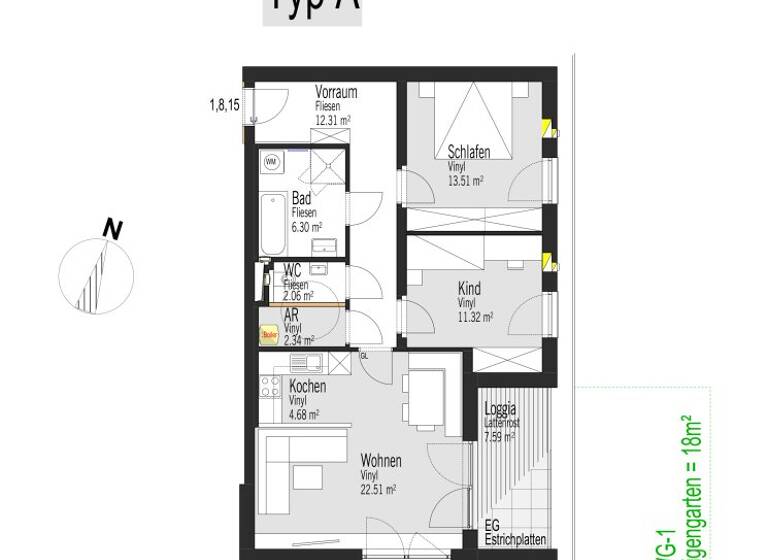 Wohnung zur Miete - Neubau 575 € 3 Zimmer 82,6 m²<br/>Wohnfläche Pfarrhofstraße 7 Burgkirchen 5274