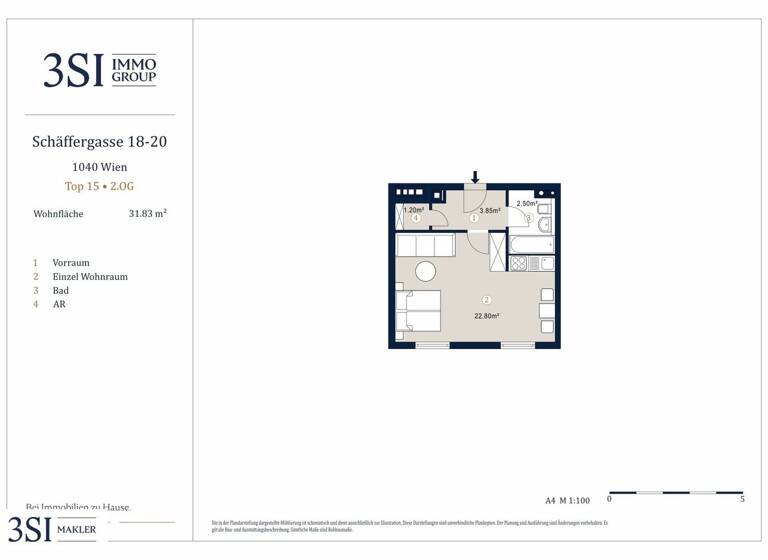 Studio zum Kauf 252.000 € 1 Zimmer 31,8 m² 2. Geschoss Schäffergasse 18-20 Wien 1040