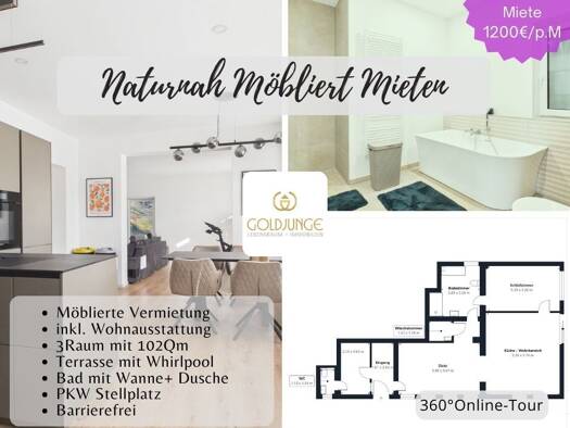 Wohnung zur Miete 1.200 € 6 Zimmer 102 m² frei ab sofort Mörla Rudolstadt 07407