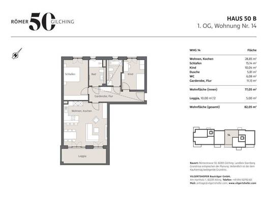 Wohnung zum Kauf - Erstbezug provisionsfrei 699.000 € 3 Zimmer 82,1 m² 1. Geschoss Römerstraße 50 B Gilching 82205