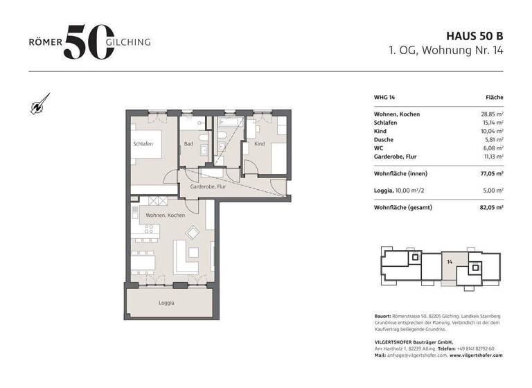 Wohnung zum Kauf - Erstbezug provisionsfrei 699.000 € 3 Zimmer 82,1 m² 1. Geschoss Römerstraße 50 B Gilching 82205