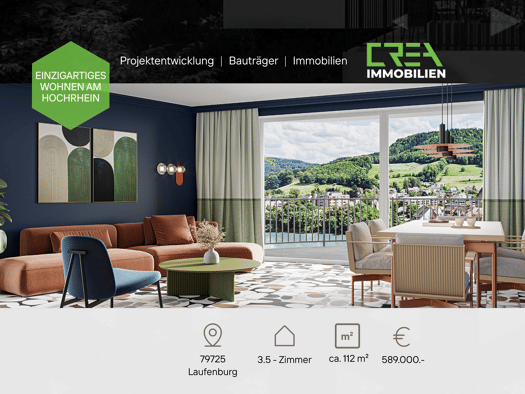 Wohnung zum Kauf - Neubau provisionsfrei 589.000 € 3,5 Zimmer 112,4 m² EG frei ab sofort Säckinger Straße 9 Laufenburg Laufenburg (Baden) 79725