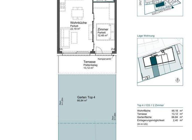 Wohnung zum Kauf - Erstbezug provisionsfrei 293.700 € 2 Zimmer 48,2 m² EG Quellenstraße 2 Mödling 2340