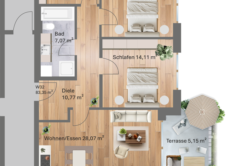 Terrassenwohnung zum Kauf - Erstbezug provisionsfrei 425.000 € 3 Zimmer 83,4 m² EG frei ab sofort Kirschfeldstraße 16 Töging Töging a.Inn 84513