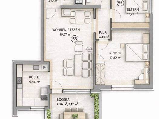 Wohnung zur Miete 1.035 € 3 Zimmer 91 m² 2. Geschoss Ypernstraße Siegen 57072
