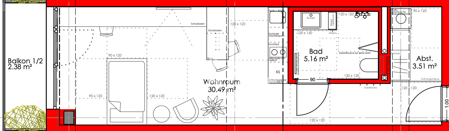 Wohnung zur Miete 616 € 1 Zimmer 45,7 m²<br/>Wohnfläche Schlachthof Amberg 92224