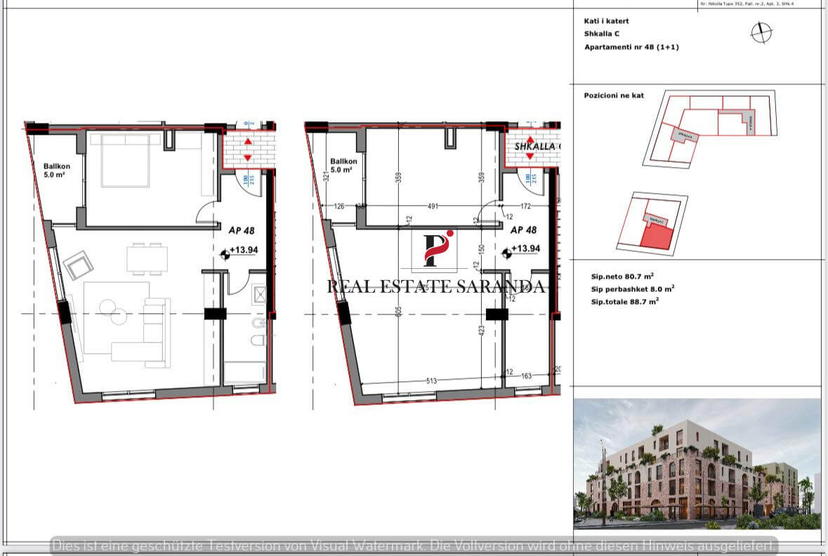 Wohnung zum Kauf 1 Zimmer 88,7 m²<br/>Wohnfläche 4.<br/>Geschoss Saranda 9701