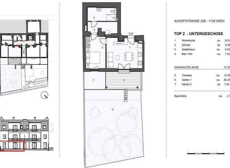 Wohnung zur Miete - Erstbezug 1.141 € 2 Zimmer 47,6 m² EG Wien 1130