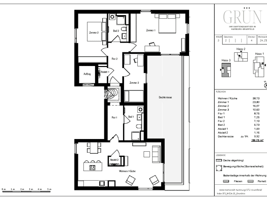 Penthouse zum Kauf - Erstbezug provisionsfrei 1.140.000 € 4 Zimmer 130,7 m² 2. Geschoss Bramfelder Chaussee 463 Bramfeld Wandsbek 22175