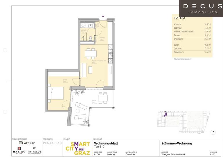 Wohnung zur Miete 603 € 2 Zimmer Lend Graz 8020