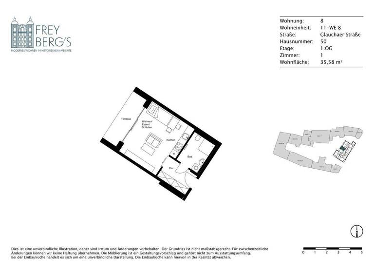 Studio zur Miete - Erstbezug 500 € 1 Zimmer 35,6 m² 1. Geschoss frei ab sofort Glauchaer Straße 50 Innenstadt Halle ( Saale) 06110