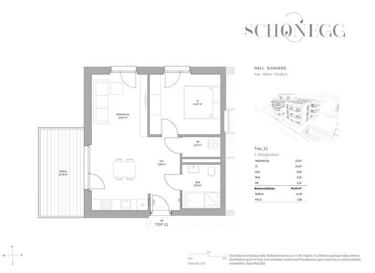 Wohnung zum Kauf - Erstbezug 490.300 € 2 Zimmer 49,6 m² 2. Geschoss Hall in Tirol 6060