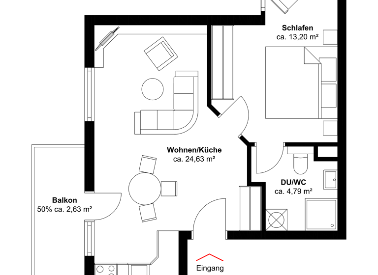 Wohnung zum Kauf 270.000 € 2 Zimmer 45 m²<br/>Wohnfläche 1.<br/>Geschoss Binz Ostseebad Binz 18609