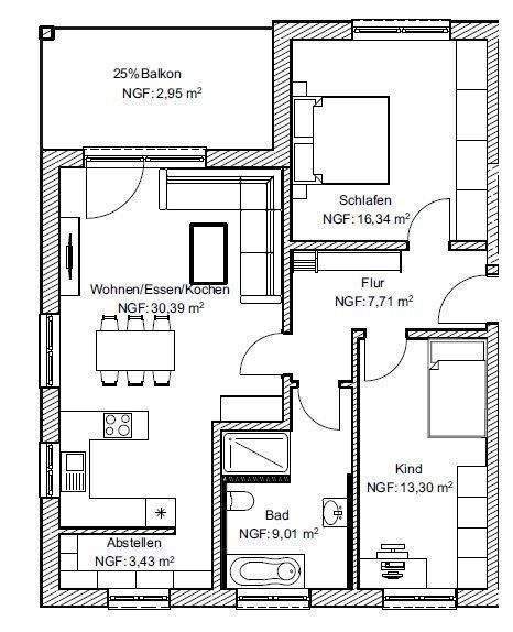 Immobilie in Nordendorf - Wohnung 2. OG - Nr. 6 in ruhiger Siedlungslage, EH 40 mit QNG - Bild 4