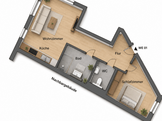 Wohnung zur Miete - Erstbezug 265 € 2 Zimmer 36,3 m² EG frei ab 01.08.2026 Zittau 02763