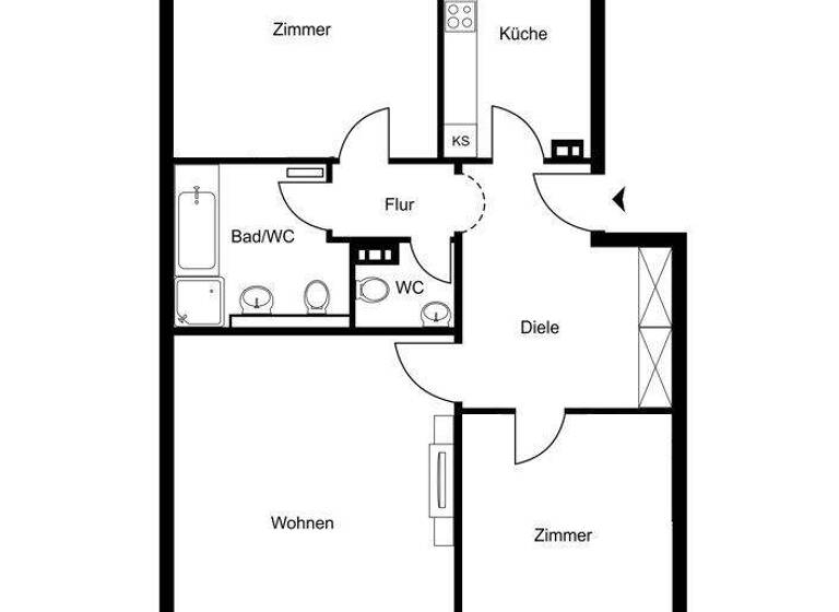 Wohnung zum Kauf 369.000 € 3 Zimmer 83 m² 1. Geschoss Poppenbüttel Hamburg 22399