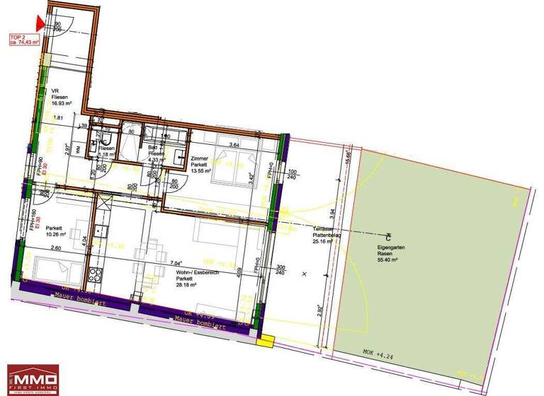 Wohnung zum Kauf - Erstbezug 255.000 € 3 Zimmer 74 m² EG Neunkirchen 2620