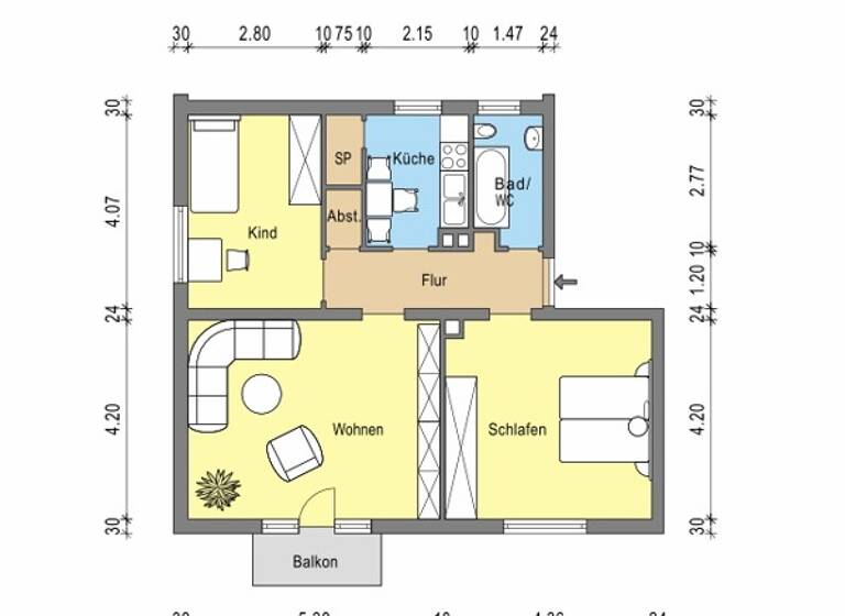 Wohnung zur Miete 749 € 3 Zimmer 68,1 m² frei ab 09.05.2026 Rheinstr. 77 Ingelheim am Rhein 55218