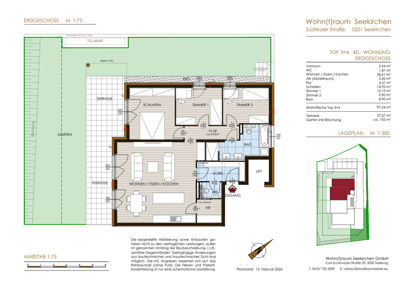 Wohnung zum Kauf provisionsfrei 729.900 € 4 Zimmer 97,5 m² EG Seekirchen am Wallersee 5201