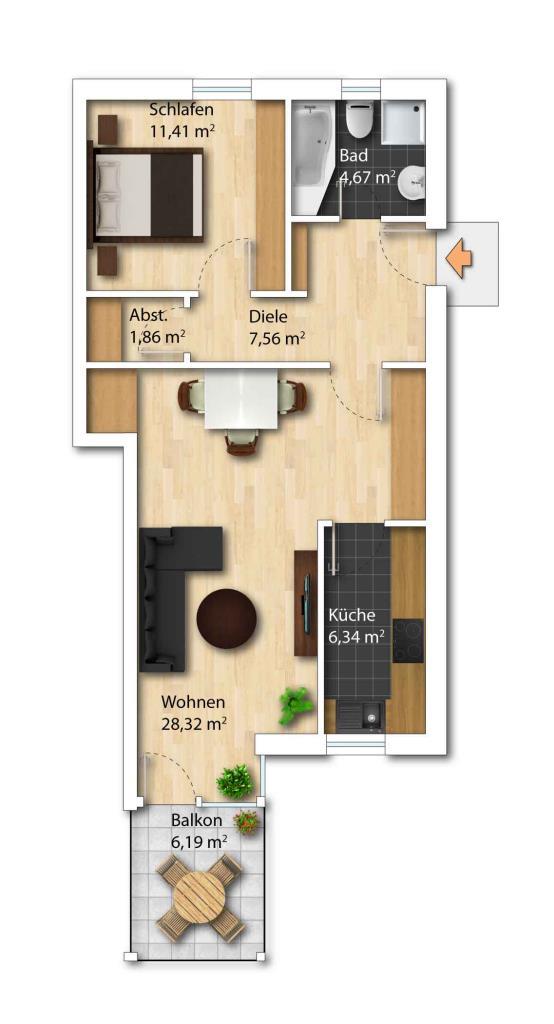 Wohnung zum Kauf 299.900 € 2 Zimmer 63,3 m²<br/>Wohnfläche 1.<br/>Geschoss ab sofort<br/>Verfügbarkeit Alteglofsheim 93087