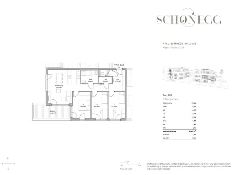 Wohnung zum Kauf - Erstbezug 737.700 € 4 Zimmer 93,9 m² 1. Geschoss Hall in Tirol 6060