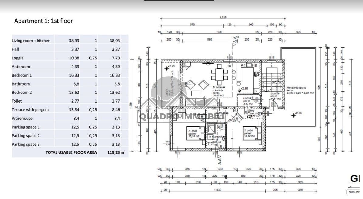 Wohnung zum Kauf 453.075 € 3 Zimmer 119 m²<br/>Wohnfläche 1.<br/>Geschoss Barbat na Rabu 51280