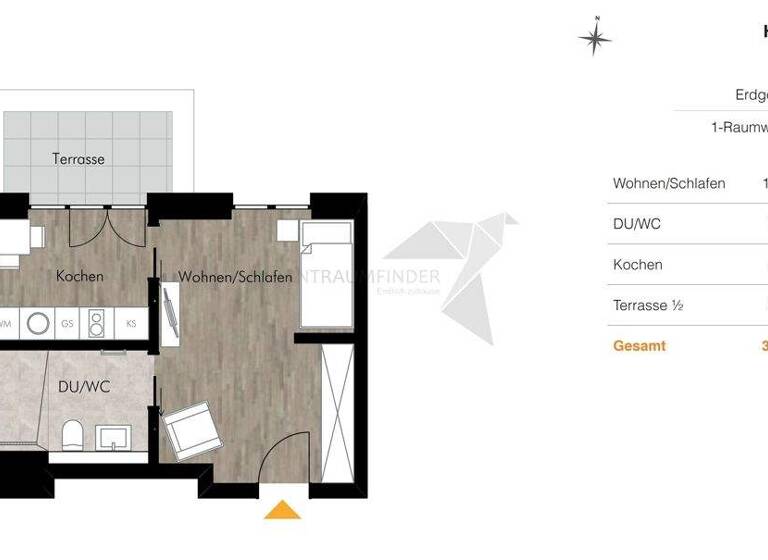 Studio zur Miete - Erstbezug 447 € 1 Zimmer 33,1 m² EG frei ab 01.03.2026 Unritzstraße 38 Rabenstein Chemnitz 09117