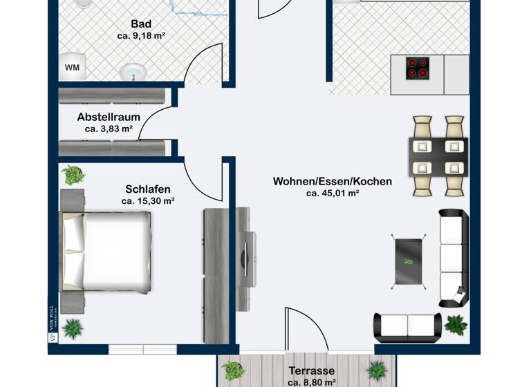Wohnung zum Kauf provisionsfrei 272.020 € 2 Zimmer 77,7 m²<br/>Wohnfläche Flachslanden Flachslanden 91604