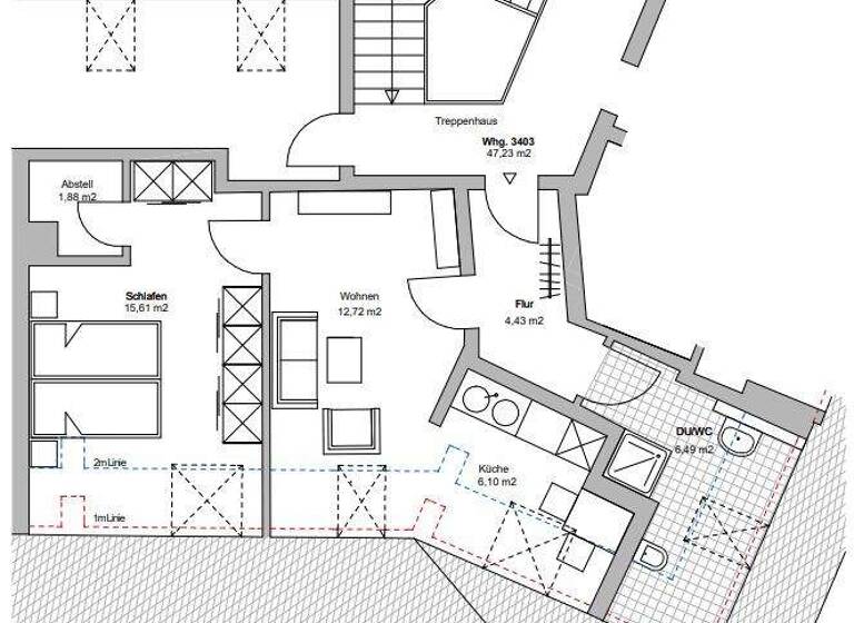 Wohnung zur Miete 710 € 2 Zimmer 47,2 m² 4. Geschoss Anhalter Straße 24 Eutritzsch Leipzig 04129