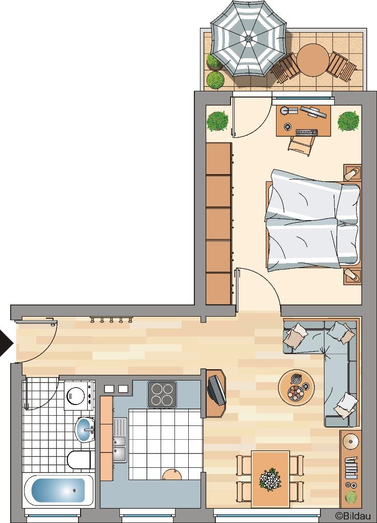 Wohnung zur Miete 389 € 2 Zimmer 41 m²<br/>Wohnfläche 1.<br/>Geschoss Goslarer Straße 23 Ungelsheim Duisburg 47259