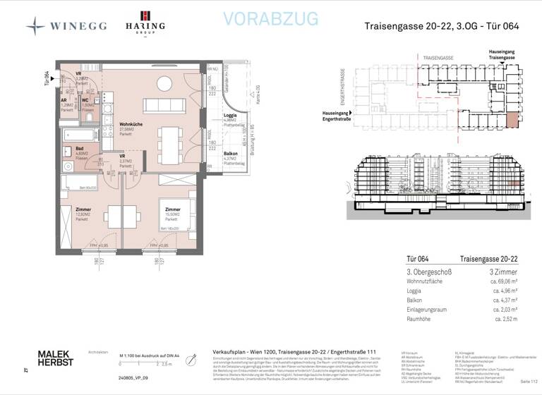 Wohnung zum Kauf - Erstbezug 491.200 € 3 Zimmer 69,1 m² 3. Geschoss Traisengasse 20-22 Wien 1200