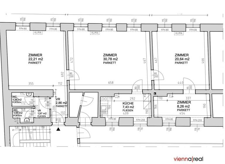Büro zur Miete 1.225 € 3,5 Zimmer Burggasse Wien 1070