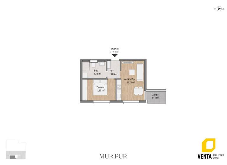Wohnung zum Kauf 185.979 € 2 Zimmer 37,6 m² 3. Geschoss Lagergasse 56 Gries Graz 8020