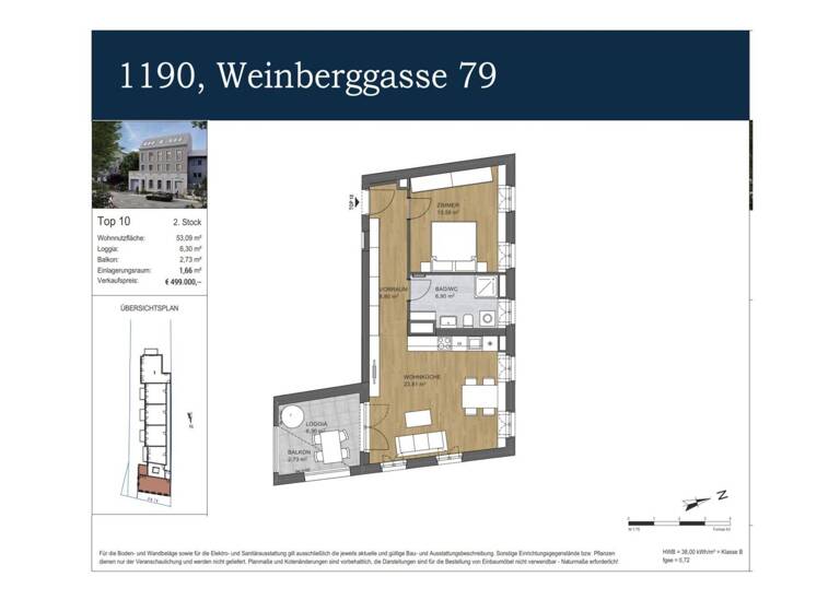 Wohnung zum Kauf - Erstbezug 499.000 € 2 Zimmer 53,1 m² 2. Geschoss Wien 1190