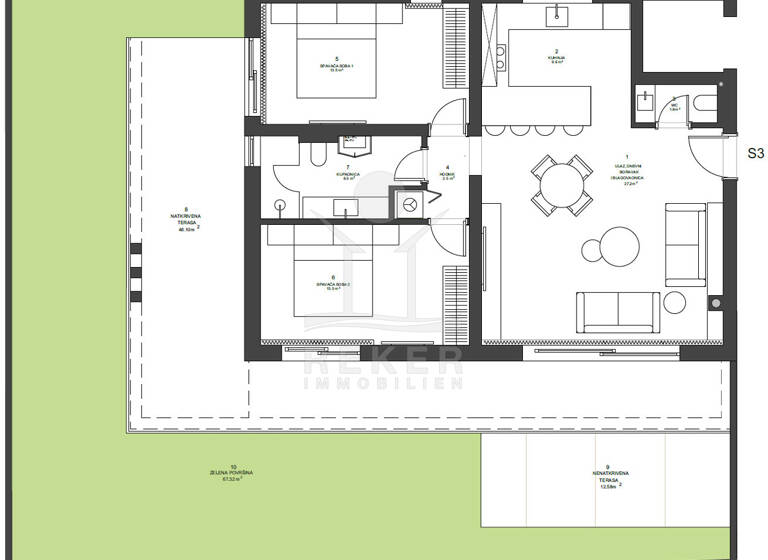 Wohnung zum Kauf - Erstbezug 585.600 € 3 Zimmer 133,4 m² EG Zadar 23000