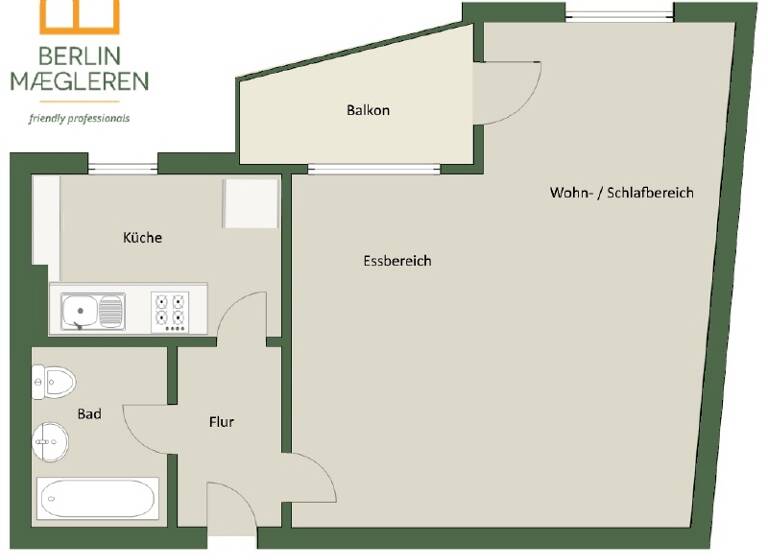 Wohnung zum Kauf 249.000 € 1 Zimmer 38,3 m²<br/>Wohnfläche 5.<br/>Geschoss Großbeerenstr. 61 Kreuzberg Berlin, Kreuzberg 10965