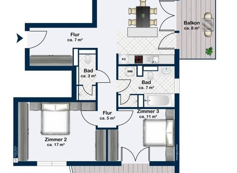 Wohnung zur Miete 2.338 € 3 Zimmer 97 m²<br/>Wohnfläche Königsberger Straße 25G Lichterfelde Berlin 12203