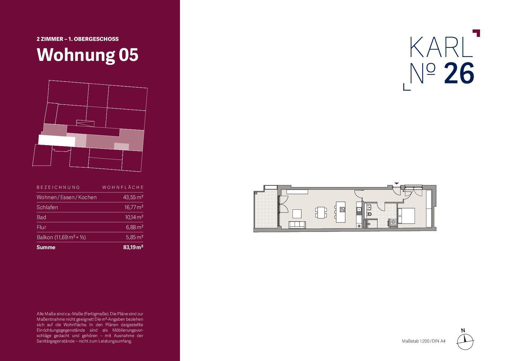 Wohnung zum Kauf provisionsfrei 529.900 € 2 Zimmer 83,2 m²<br/>Wohnfläche 1.<br/>Geschoss Innenstadt - West - Östlicher Teil Karlsruhe 76133