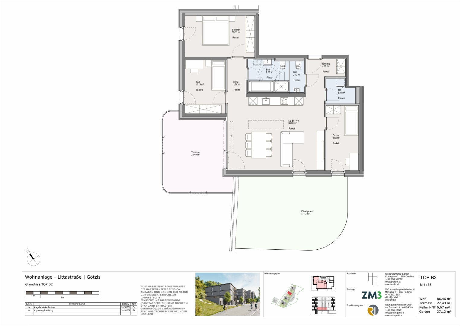 Terrassenwohnung zum Kauf 615.000 € 4 Zimmer 86,5 m²<br/>Wohnfläche EG<br/>Geschoss Littastraße 12 Götzis 6840