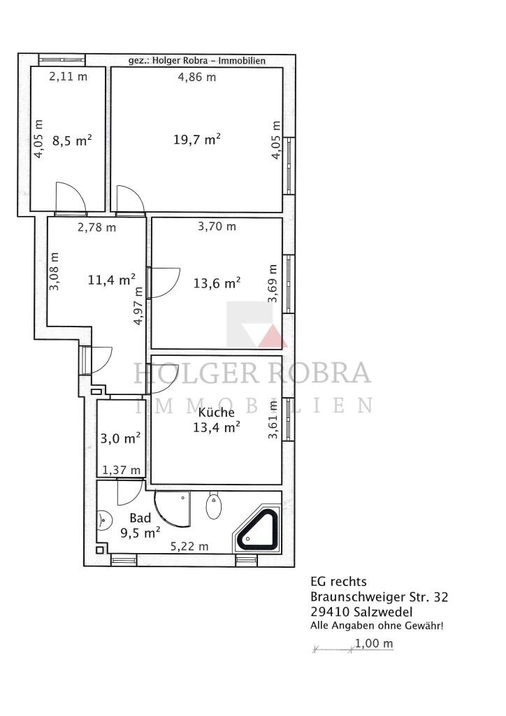 Wohnung zur Miete 480 € 3 Zimmer 80 m²<br/>Wohnfläche Braunschweiger Straße 32 Salzwedel Salzwedel 29410