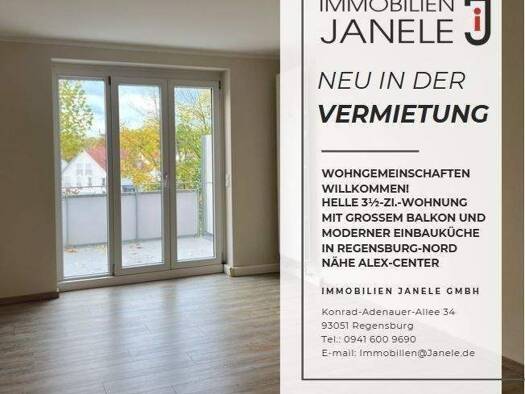 Wohnung zur Miete 1.200 € 3,5 Zimmer 80,5 m² 1. Geschoss Sallern-Gallingkofen Regensburg 93057