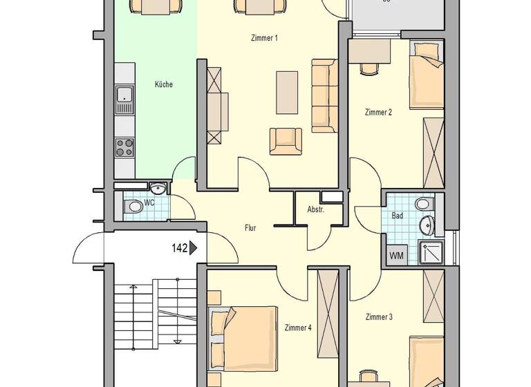 Wohnung zur Miete 845 € 4 Zimmer 89,5 m² 1. Geschoss Mariahof Trier 54296