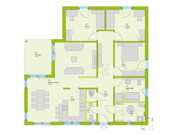 Bungalow zum Kauf provisionsfrei 497.798 € 4 Zimmer 13.400 m² 605,8 m² Grundstück Ludwigsfelde 14974