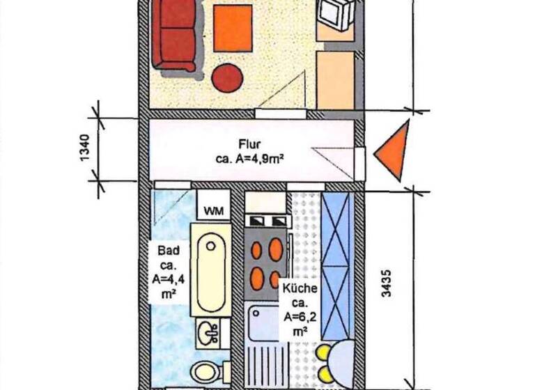 Wohnung zur Miete 222 € 1 Zimmer 33,9 m²<br/>Wohnfläche Am Hohen Hain 4b Limbach-Oberfrohna Limbach-Oberfrohna 09212