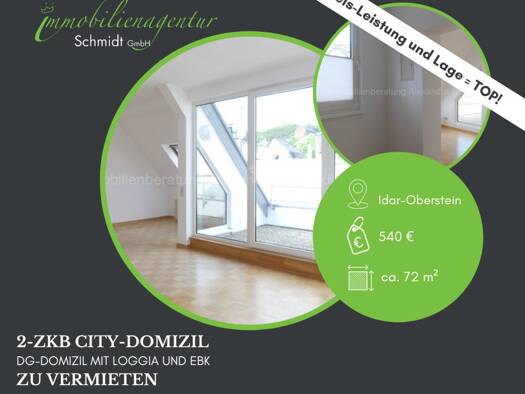 Wohnung zur Miete 540 € 2 Zimmer 75 m² Dachgeschoss, 1. Geschoss Idar-Oberstein 55743