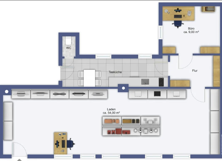 Verkaufsfläche zur Miete 450 € 2 Zimmer 79 m² Verkaufsfläche Hornstraße Freiberg 09599