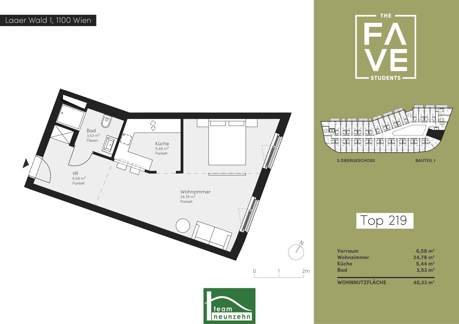 Wohnung zur Miete 909 € 1 Zimmer 40,3 m²<br/>Wohnfläche 2.<br/>Geschoss Laaer Wald 1 Wien 1100