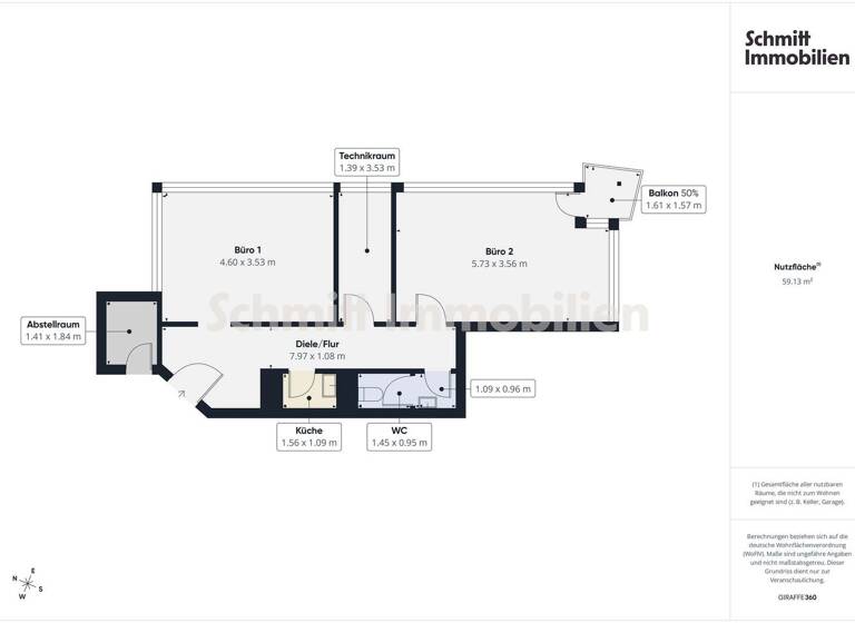 Bürofläche zum Kauf 112.000 € 3 Zimmer 59 m² Bürofläche Carl-Zeiss-Straße 37 Ober-Roden Rödermark 63322