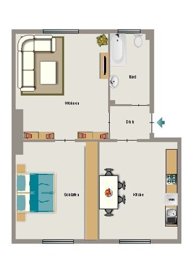 Wohnung zur Miete 395 € 2,5 Zimmer 54,8 m² 2. Geschoss frei ab 01.01.2025 Am Alfredspark 13 Holsterhausen Essen 45145