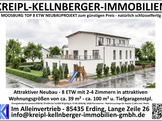 Wohnung zum Kauf - Erstbezug 251.800 € 2 Zimmer 39 m² frei ab sofort Moosburg Moosburg 85368
